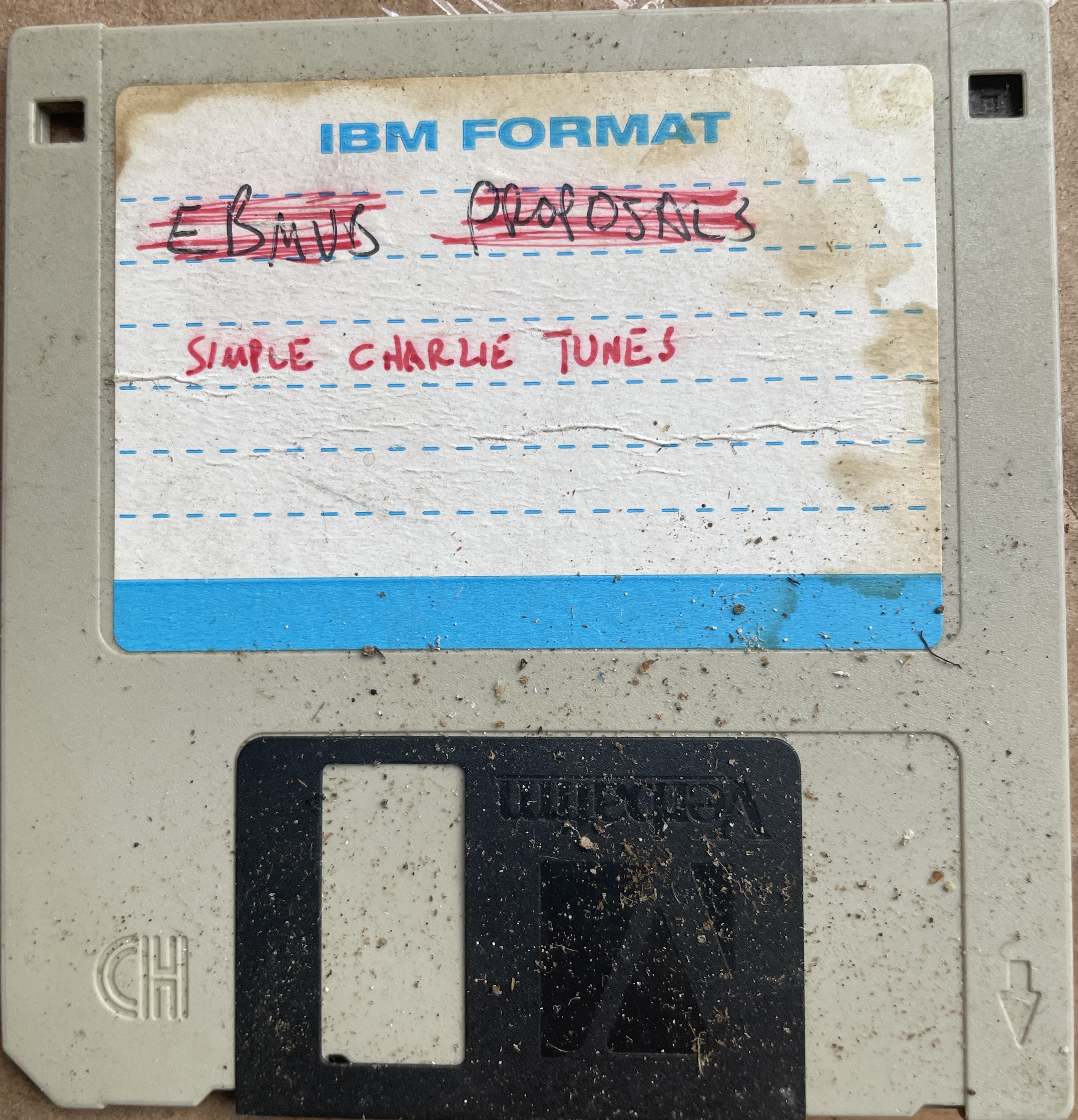 Floppy disk labeled 'Simple Charlie Tunes'